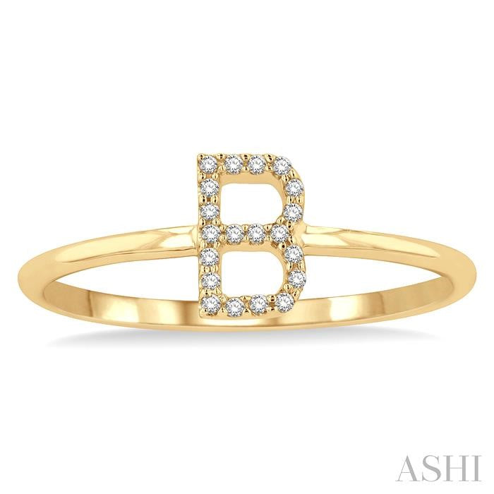 ASHI Block 'B' Initial Diamond Ring 365D9PPTSYG-B