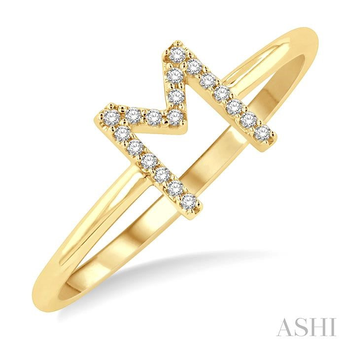 ASHI Block 'M' Initial Diamond Ring 365D9PPTSYG-M