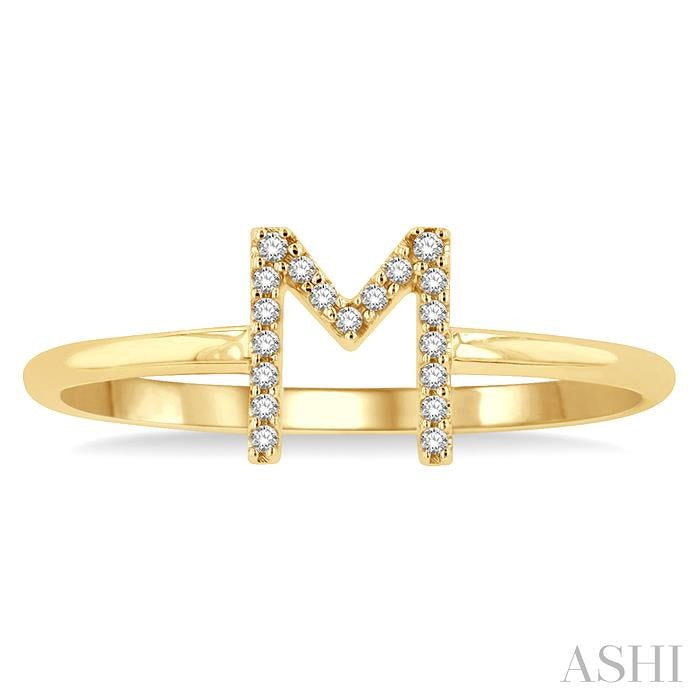 ASHI Block 'M' Initial Diamond Ring 365D9PPTSYG-M