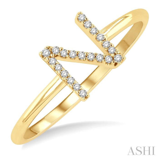 ASHI Block 'N' Initial Diamond Ring 365D9PPTSYG-N