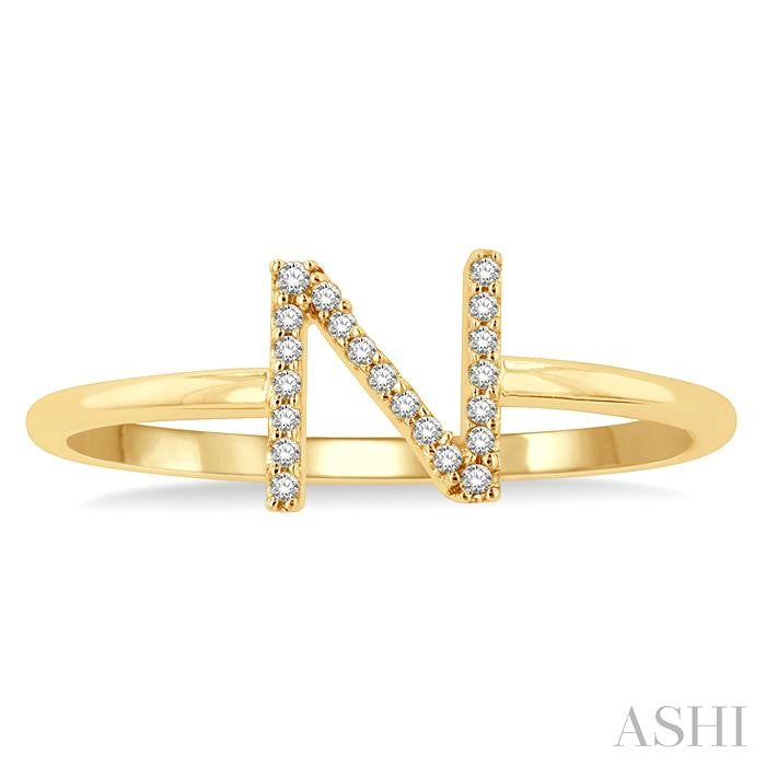 ASHI Block 'N' Initial Diamond Ring 365D9PPTSYG-N