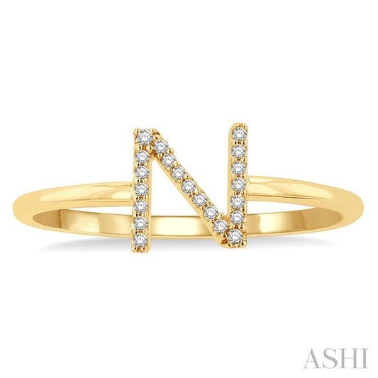 ASHI Block 'N' Initial Diamond Ring 365D9PPTSYG-N