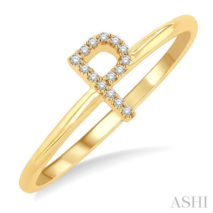 ASHI Block 'P' Initial Diamond Ring 365D9PPTSYG-P