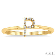ASHI Block 'P' Initial Diamond Ring 365D9PPTSYG-P