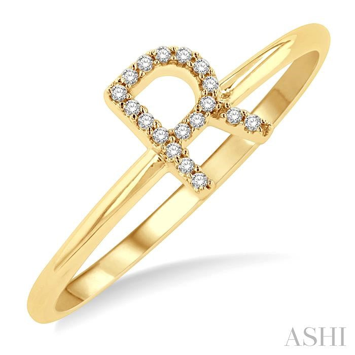 ASHI Block 'R' Initial Diamond Ring 365D9PPTSYG-R