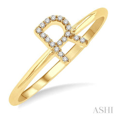 ASHI Block 'R' Initial Diamond Ring 365D9PPTSYG-R