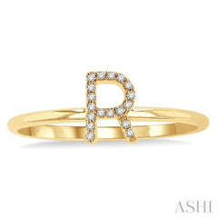 ASHI Block 'R' Initial Diamond Ring 365D9PPTSYG-R