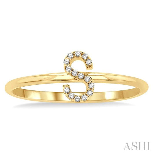 ASHI Block 'S' Initial Diamond Ring 365D9PPTSYG-S