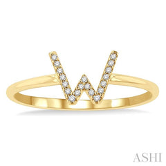 ASHI Block 'W' Initial Diamond Ring 365D9PPTSYG-W