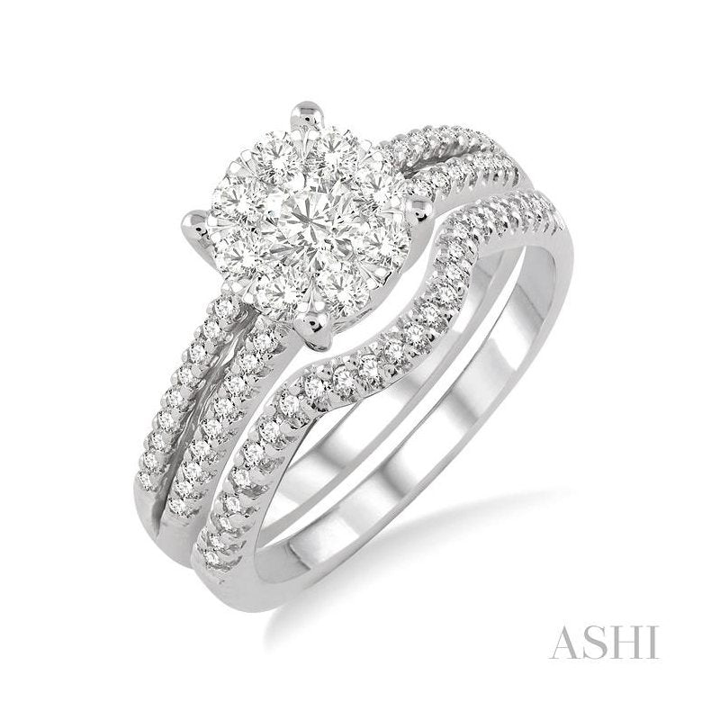 ASHI Round Shape Lovebright Diamond Wedding Set 19962PPFVWG-WS