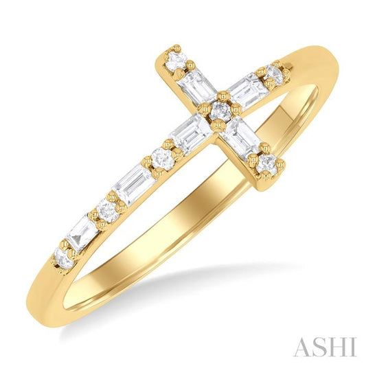 ASHI Sideway Cross Baguette Diamond Fashion Ring 366E7PPTGYG