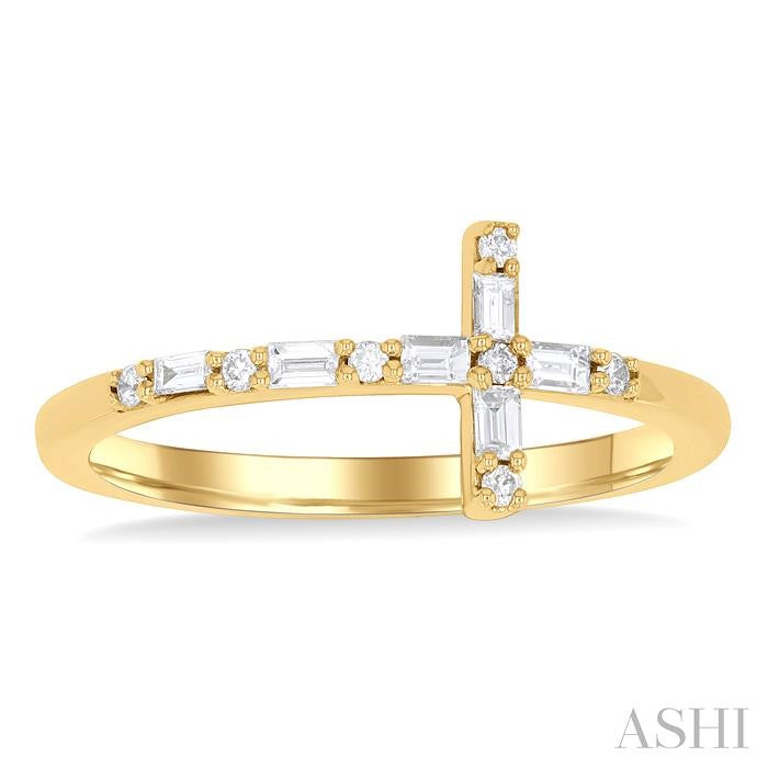 ASHI Sideway Cross Baguette Diamond Fashion Ring 366E7PPTGYG