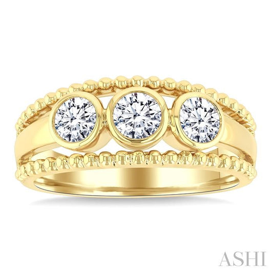 ASHI 3 Stone Bezel Diamond Fashion Ring 366Y2PPFGYG