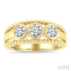 ASHI 3 Stone Bezel Diamond Fashion Ring 366Y2PPFGYG