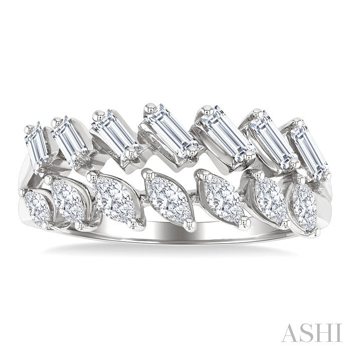 ASHI 2 Row Mixed Shape Diamond Fashion Ring 367L2PPFGWG