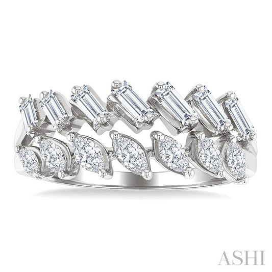 ASHI 2 Row Mixed Shape Diamond Fashion Ring 367L2PPFGWG