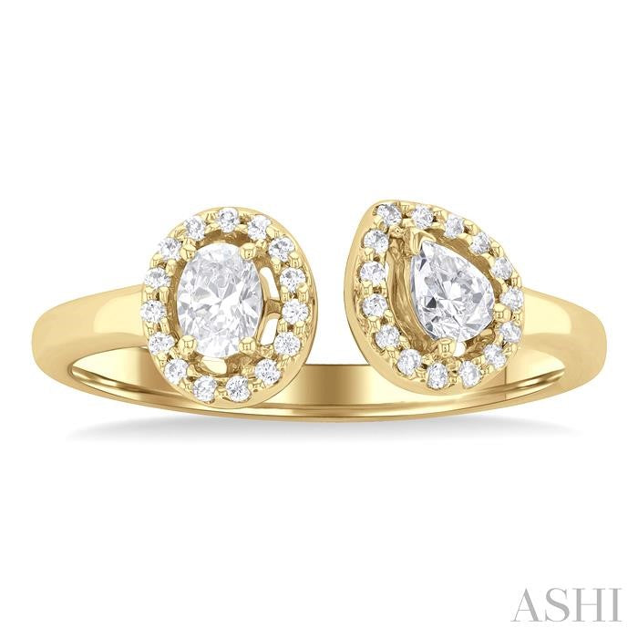 ASHI Toi Et Moi Halo Diamond Fashion Open Ring 368E4PPFHYG