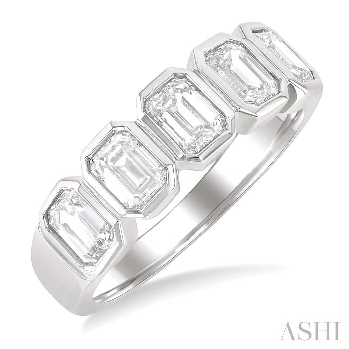 ASHI Emerald Shape Bezel Set Diamond Band 368J0PPFGWG-OC-1.50