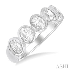 ASHI 5 Stone Oval Shape Bezel Set Diamond Band 368J0PPFGWG-OV-1.50