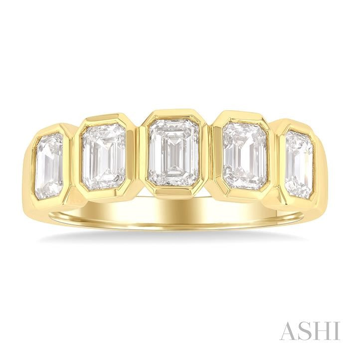 ASHI Emerald Shape Bezel Set Diamond Band 368J0PPFGYG-OC-1.50
