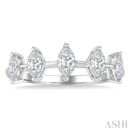 ASHI Marquise Shape 5 Stone Half Eternity Diamond Fashion Band 368K2PPFGWG-MQ