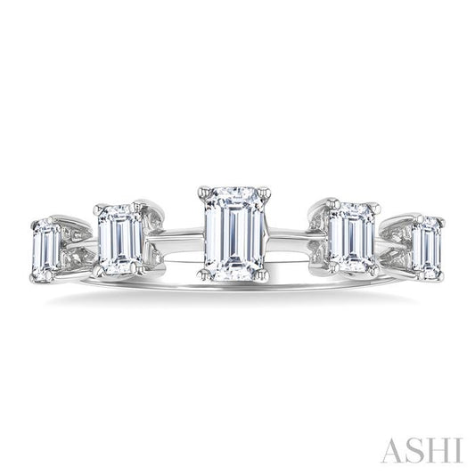 ASHI Emerald Shape 5 Stone Half Eternity Diamond Fashion Band 368K2PPFGWG-OC
