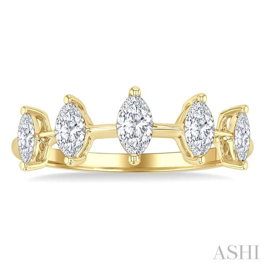 ASHI Marquise Shape 5 Stone Half Eternity Diamond Fashion Band 368K2PPFGYG-MQ