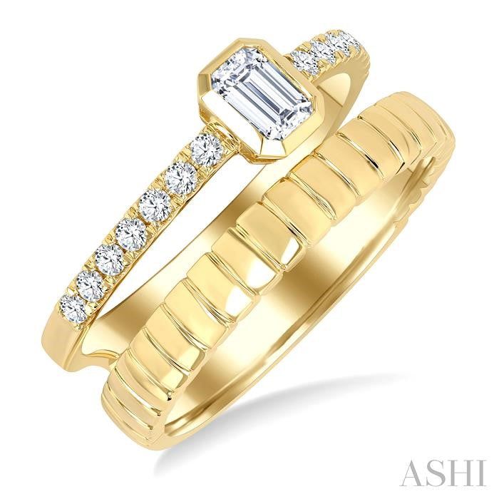 ASHI Emerald Shape Bezel Diamond Fashion Open Ring 368V3PPFGYG