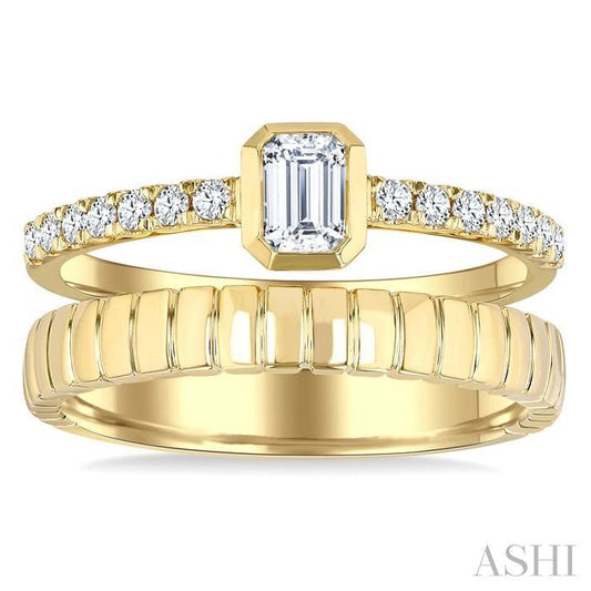 ASHI Emerald Shape Bezel Diamond Fashion Open Ring 368V3PPFGYG