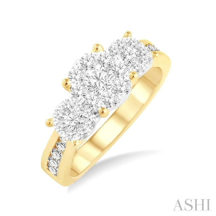 ASHI Round Shape Past Present & Future Lovebright Essential Diamond Ring 36913PPFGYW