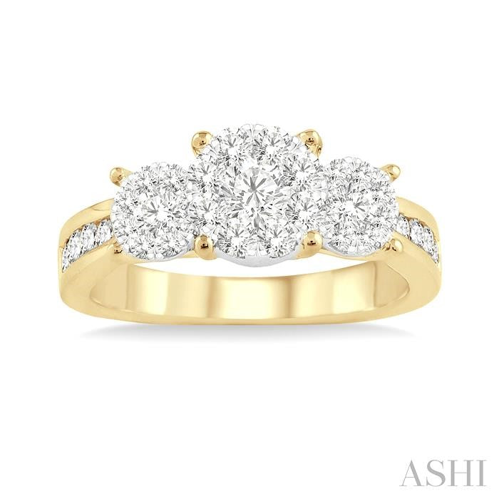 ASHI Round Shape Past Present & Future Lovebright Essential Diamond Ring 36913PPFGYW