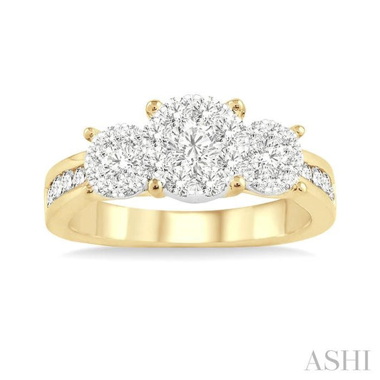 ASHI Round Shape Past Present & Future Lovebright Essential Diamond Ring 36913PPFGYW