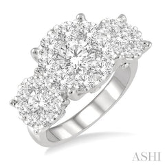 ASHI Round Shape Past Present & Future Lovebright Essential Diamond Engagement Ring 36920PPFGWG-3.00