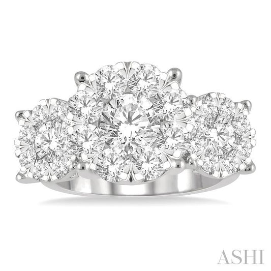 ASHI Round Shape Past Present & Future Lovebright Essential Diamond Engagement Ring 36920PPFGWG-3.00
