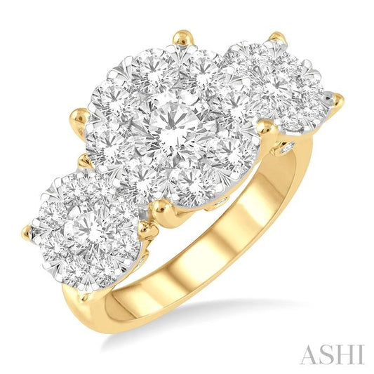 ASHI Round Shape Past Present & Future Lovebright Essential Diamond Engagement Ring 36920PPFGYW-3.00
