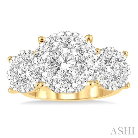 ASHI Round Shape Past Present & Future Lovebright Essential Diamond Engagement Ring 36920PPFGYW-3.00