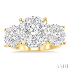 ASHI Round Shape Past Present & Future Lovebright Essential Diamond Engagement Ring 36920PPFGYW-3.00