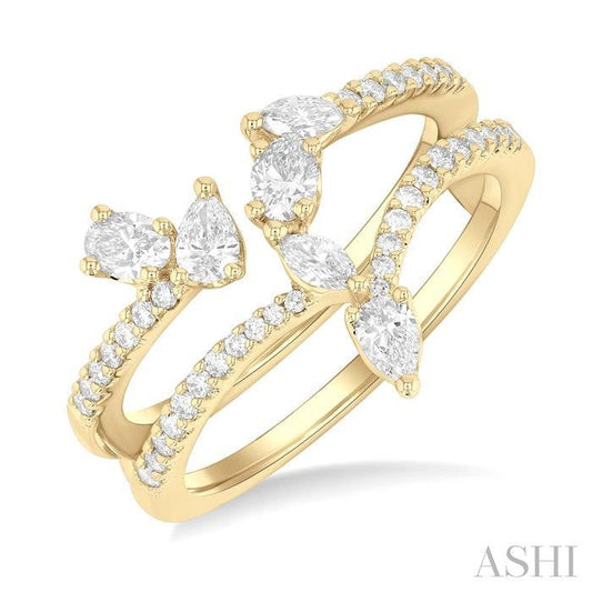 ASHI Mixed Shape Diamond Fashion Open Ring 369K2PPFGYG