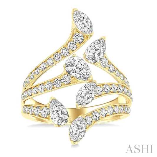 ASHI Mixed Shape Diamond Fashion Open Ring 369L0PPFGYG-2.25