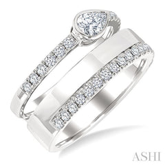 ASHI Pear Shape Bezel Diamond Fashion Open Ring 369V2PPFGWG