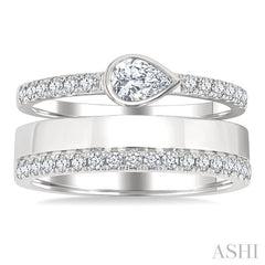 ASHI Pear Shape Bezel Diamond Fashion Open Ring 369V2PPFGWG