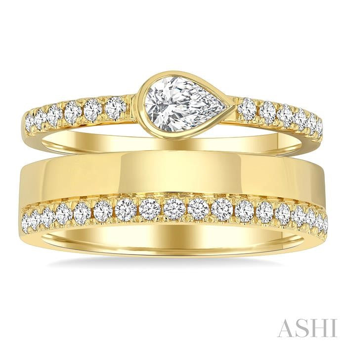 ASHI Pear Shape Bezel Diamond Fashion Open Ring 369V2PPFGYG