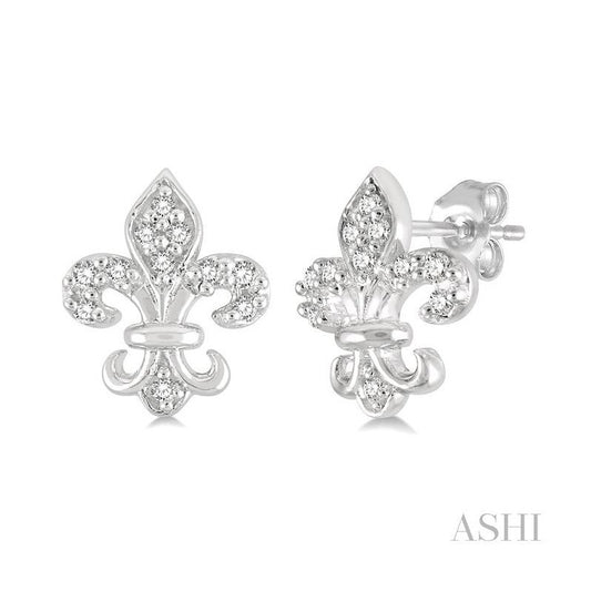 ASHI Fleur De Lis Petite Diamond Fashion Earrings 644C9PPTSERWG