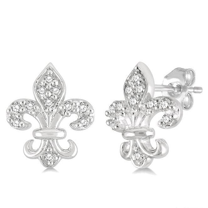 Parkplace Jewelers Fleur De Lis Petite Diamond Fashion Earrings 644C9PPTSERWG