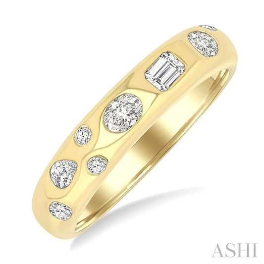 ASHI Mixed Shape Bezel Set Diamond Fashion Band 370G5PPFGYG