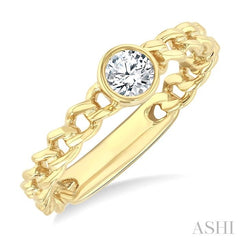 ASHI Round Shape Bezel Curb Diamond Fashion Ring 370X7PPFGYG-RD
