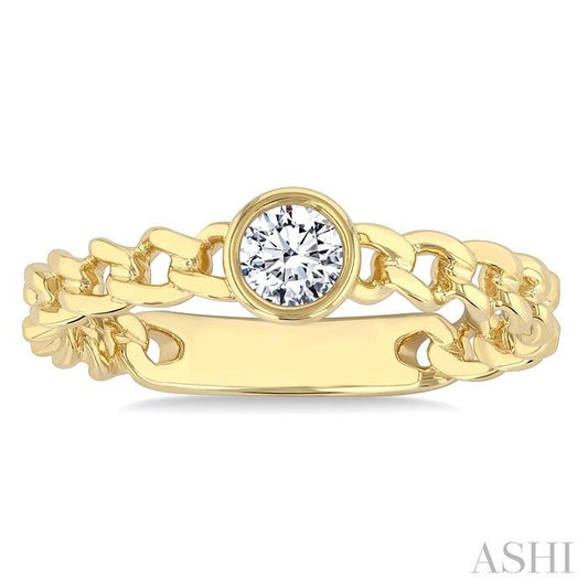 ASHI Round Shape Bezel Curb Diamond Fashion Ring 370X7PPFGYG-RD