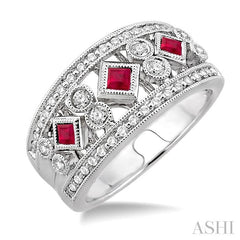 ASHI Princess Shape Gemstone & Diamond Fashion Band 37134PPFHRBWG