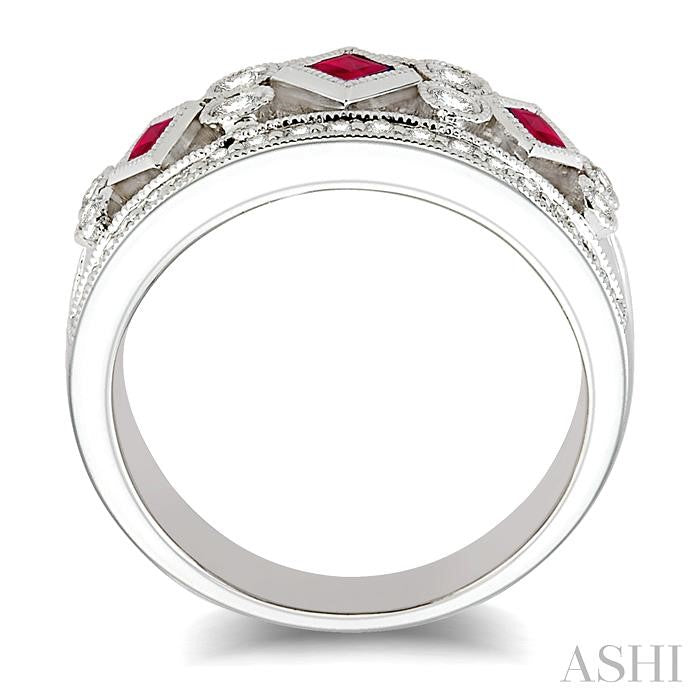 ASHI Princess Shape Gemstone & Diamond Fashion Band 37134PPFHRBWG