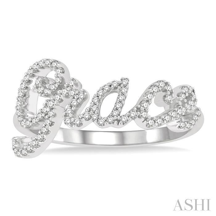 ASHI Script 'Grace' Diamond Name Ring 371P6PPTSWG